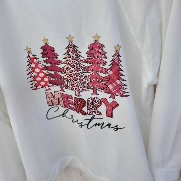 Merry Christmas Graphic Holiday Trees Long Sleeve Sz. 2X Sweatshirt - Picture 2 of 10